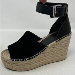 MARC FISHER LTD ADALYN LEATHER SUEDE UPPER ESPADRILLE PLATFORM SANDAL SZ 8